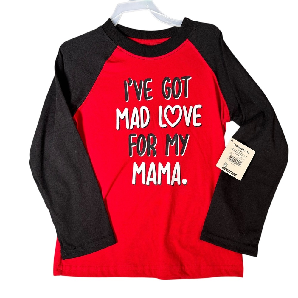 Kids Valentine Graphic Tee Red Black I've Got Mad Love For My‎ Mama 5T